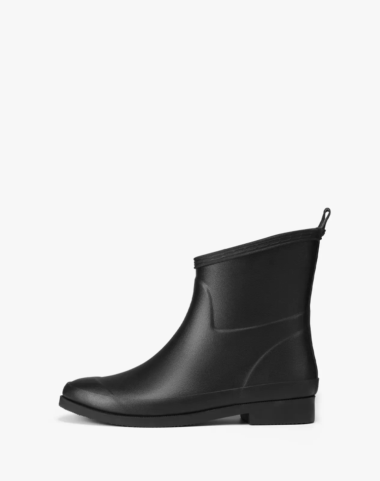 Women's Mid-Calf Waterproof Rubber Rain Boots with Slanted Top