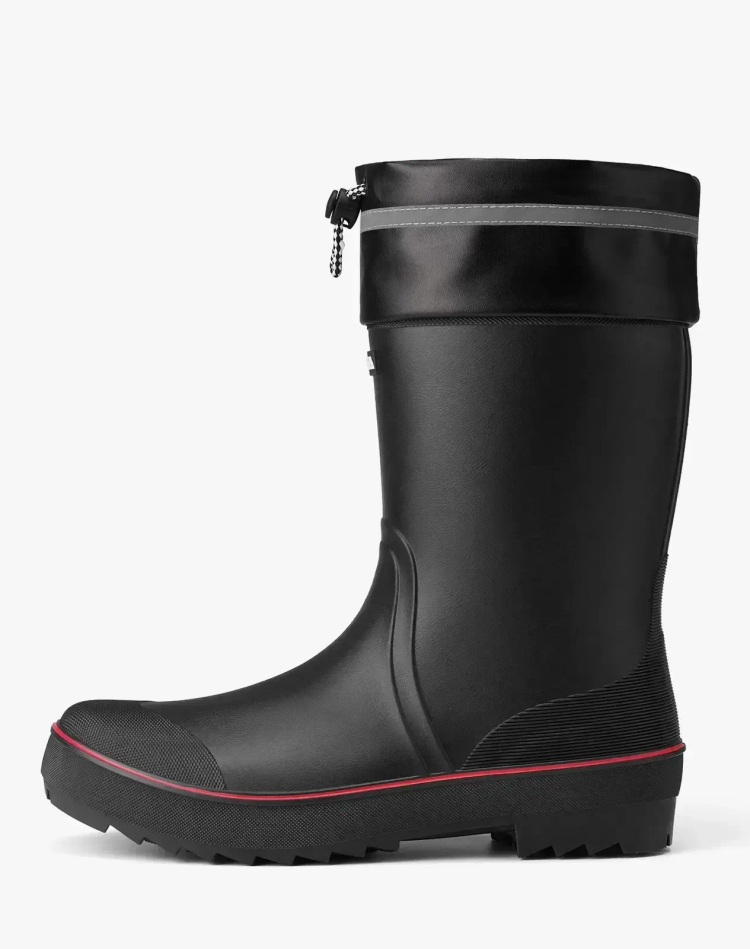 Men's Rubber Mid Calf Rain Boots with Adjustable Closure